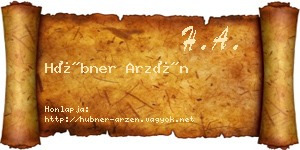 Hübner Arzén névjegykártya